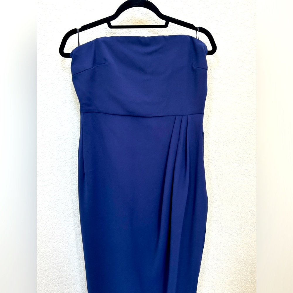 Aakaa Navy Formal Midi Strapless Dress